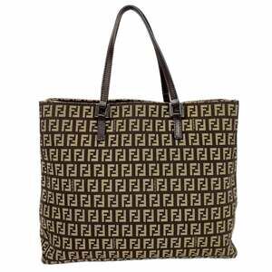 Fendi Zucchino Canvas Tote Bag, Brown, Women's
